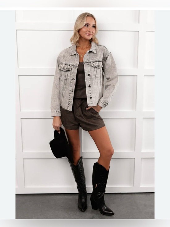 refuge Jackets & Blazers - refuge Light Gray Washed Denim Jacket